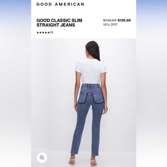 NWT Good American Good Waist Cropped Skinny High Rise Blue Distressed Size 2 - Picture 6 of 7